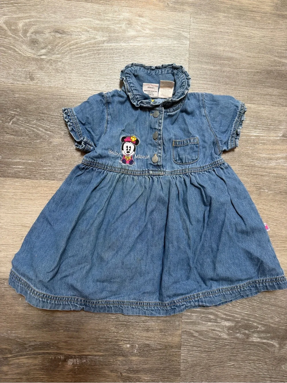 Disney Denim Minnie Mouse Dress - Blue with Pink & Yellow Accent